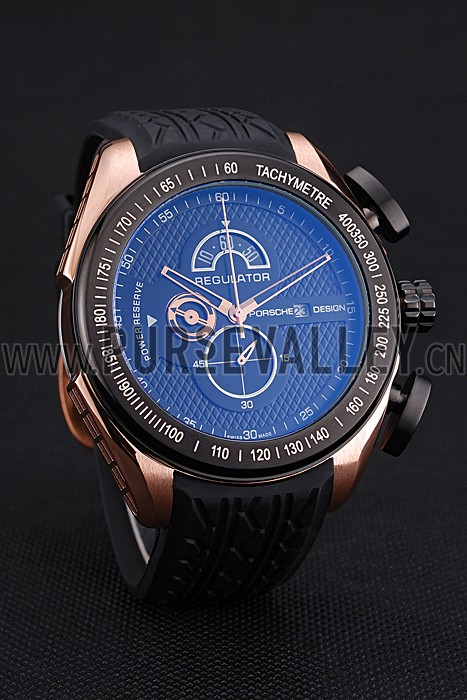 Porsche Regulator Power Reserve Rose Gold Case Black Dial