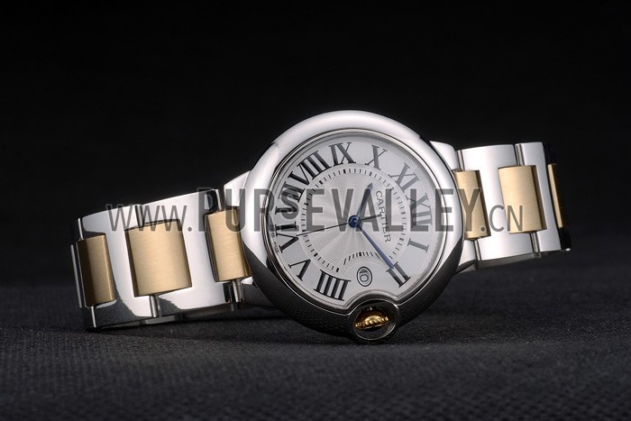 Cartier Ballon Bleu 38mm White Dial Stainless Steel Case Two Tone Gold Bracelet