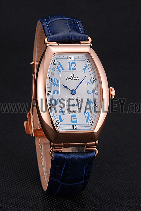 Omega Sochi Petrograd White Dial Gold Case Blue Leather Strap 622820