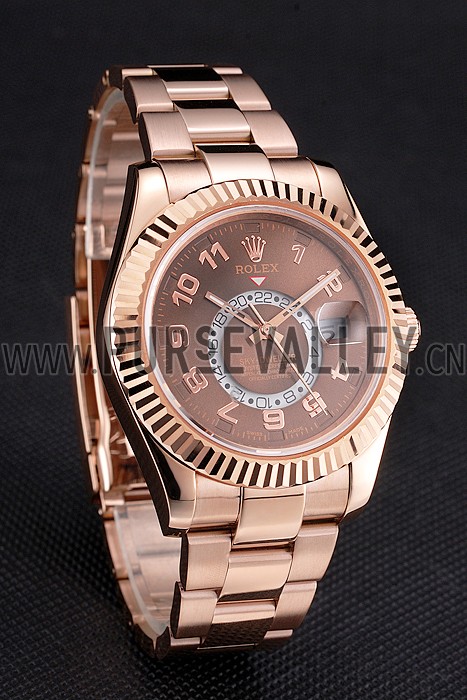 Rolex Sky Dweller Brown Dial Rose Gold Case Ad Bracelet