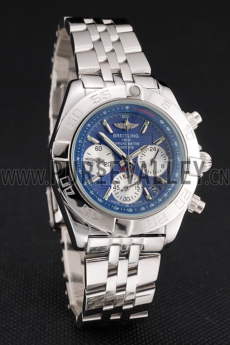 Breitling Chronomat Quartz Blue Dial Stainless Steel Case And Bracelet
