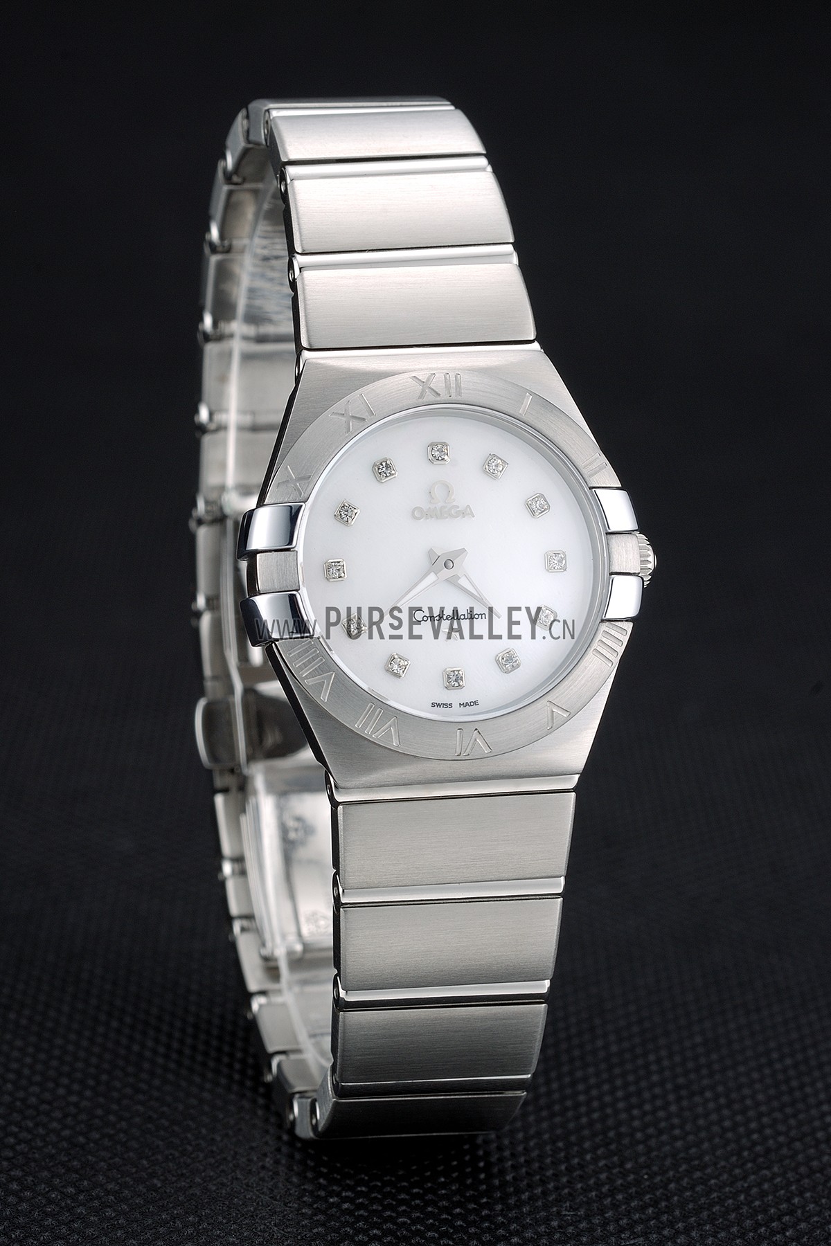 Swiss Lady Omega Constellation Stainless Steel Bracelet Silver Dial 80290