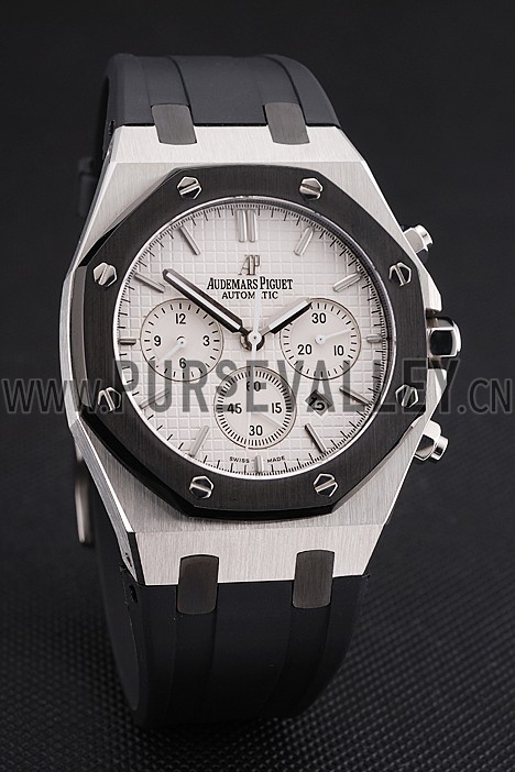Swiss Audemars Piguet Royal Oak Chronograph White Dial Stainless Steel Case Black Rubber Strap 622865