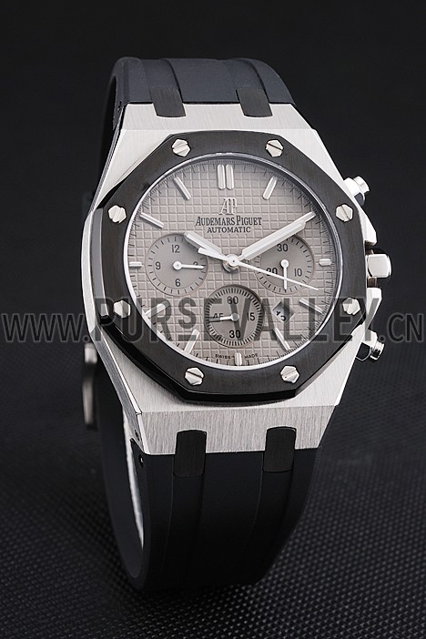 Swiss Audemars Piguet Royal Oak Chronograph Grey Dial Stainless Steel Case Black Rubber Strap 622866