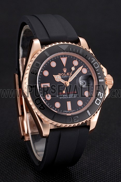 Rolex Yacht Master Black Dial And Bezel Everose Dial Oysterflex Bracelet