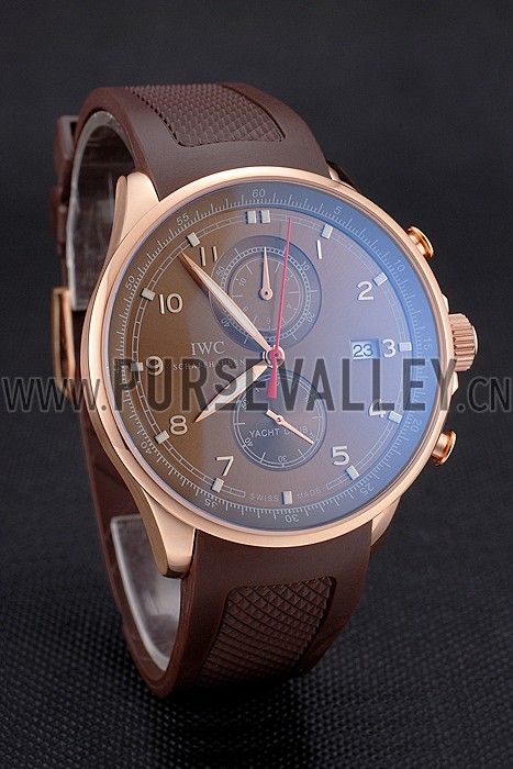 IWC Portugieser Yacht Club Brown Dial Rose Gold Case Brown Rubber Strap