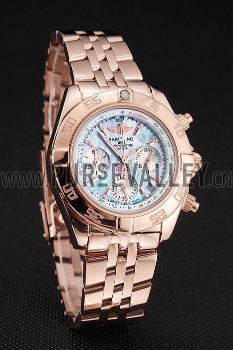 Breitling Chronomat Quartz Light Blue Dial Rose Gold Case And Bracelet