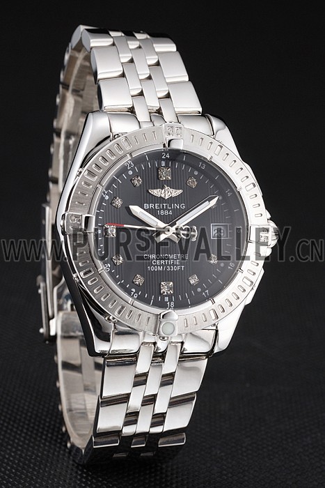 Breitling Colt Lady Black Dial Diamond Hour Marks Stainless Stees Case And Bracelet