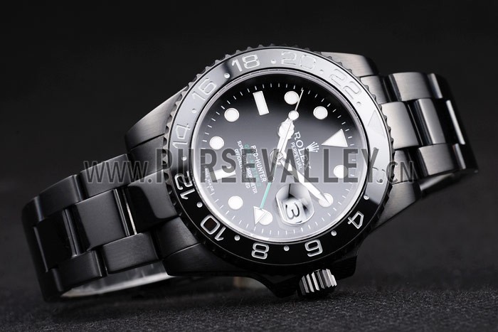 Rolex Swiss GMT Master II Pro-Hunter Black Steel Strap Black Dial