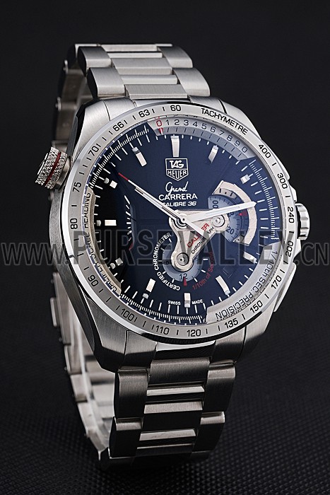 Tag Heuer Swiss Carrera Tachymeter Bezel Stainless Steel Black Dial