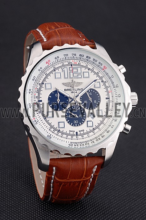 Breitling Navitimer Brown Leather Strap White Dial