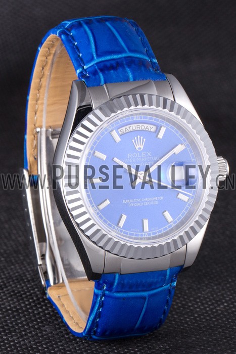 Rolex Day-Date Oyster Collection Blue Leather Band 621490