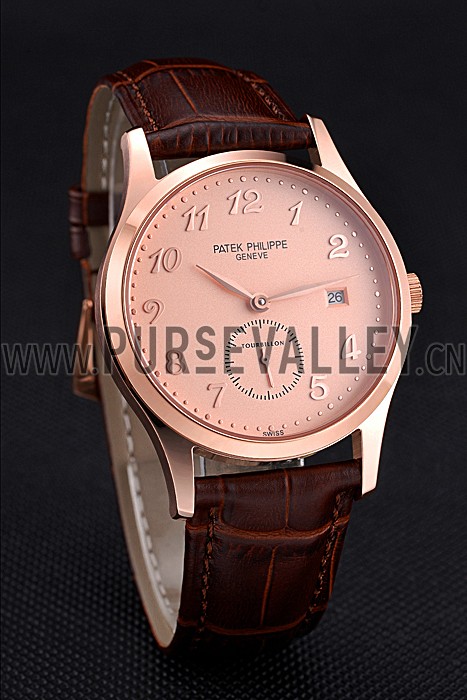 Patek Philippe Calatrava Rose Dial Rose Gold Case Brown Leather Strap 622836