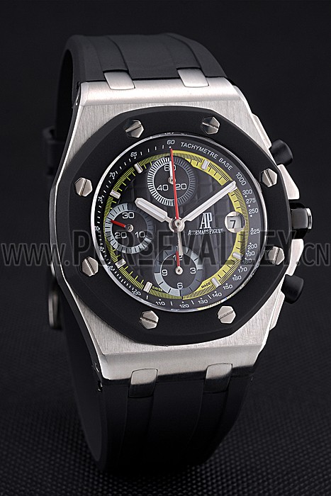 Swiss Audemars Piguet Royal Oak Offshore Black And Yellow Dial Stainless Steel Case Black Rubber Strap 622858