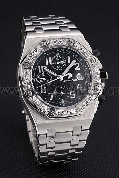 Swiss Audemars Piguet Royal Oak Offshore Black Dial Diamond Bezel Stainless Steel Case And Bracelet 622873