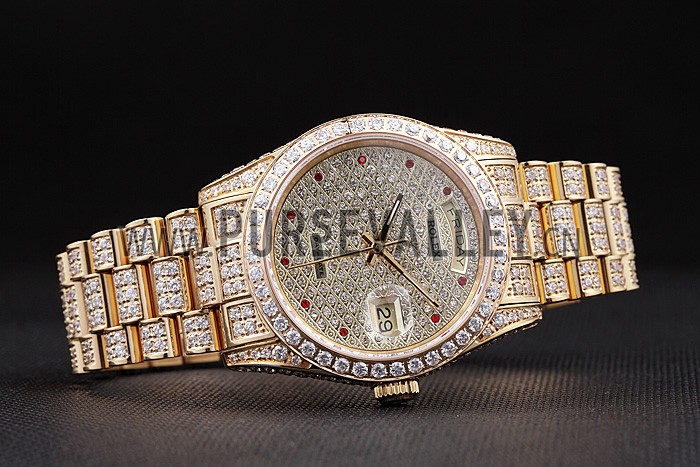 Swiss Rolex Day-Date Diamonds Yellow Gold-srl185 621615