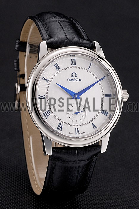 Omega De Ville Prestige Small Seconds Silver Dial Stainless Steel Case Black Leather Strap