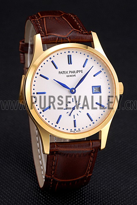 Patek Philippe Calatrava White Dial Gold Case Brown Leather Strap 622844