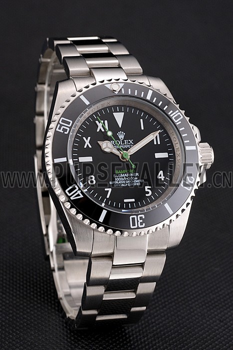 Rolex Bamford Submariner Black Dial With Roman Numerals Black Bezel Stainless Steel Case And Bracelet