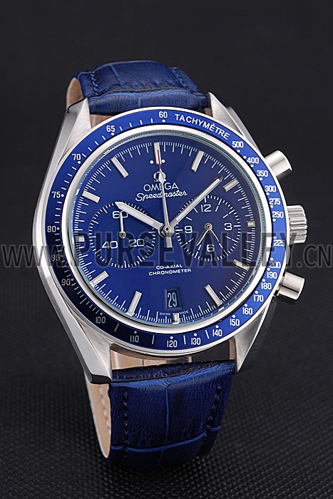 Omega Speedmaster Blue Dial Stainless Steel Case Blue Leather Strap 622808