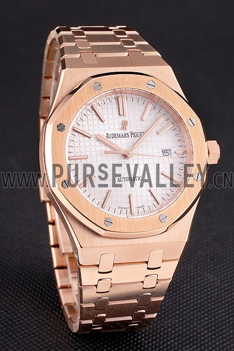 Swiss Audemars Piguet Royal Oak White Dial Rose Gold Case And Bracelet