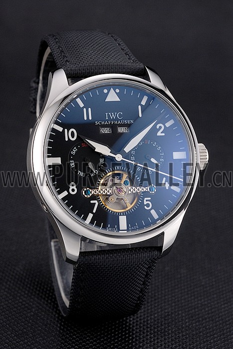IWC Pilot Tourbillon Black Dial Stainless Steel Case Black Textile Strap