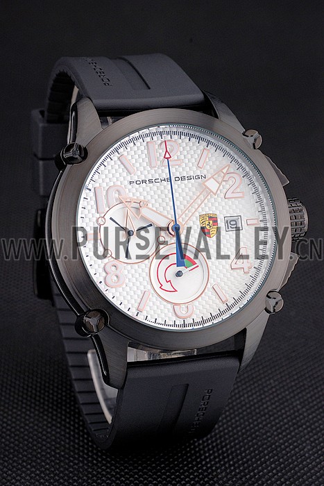 Porsche Design Indicator White Dial Black Case Black Rubber Strap