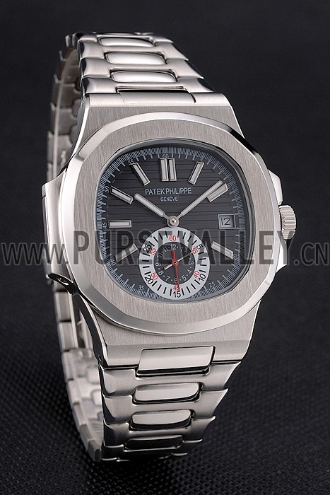 Patek Philippe Nautilus Black Dial Stainless Steel Case And Bracelet
