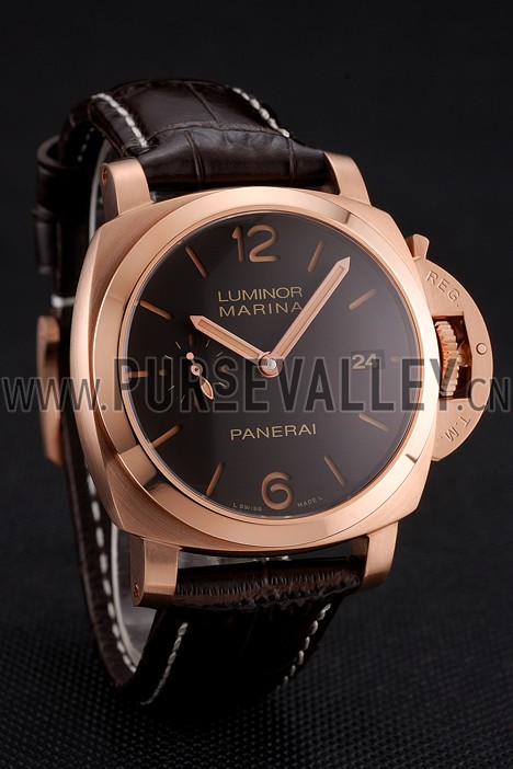 Swiss Panerai Luminor Marina 1950 3 Days Oro Rosso Brown Dial Rose Gold Case Brown Leather Strap