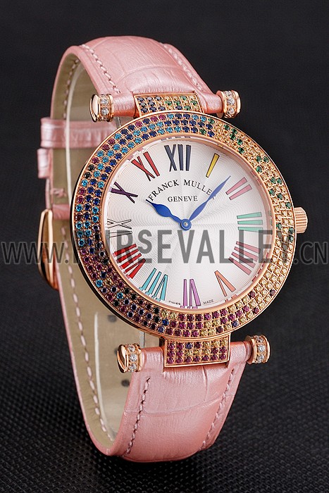 Franck Muller Double Mistery 4 Saisons White Dial Rose Gold Case Light Pink Leather Strap