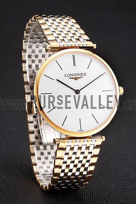 Swiss Longines Grande Classique White Dial Gold Case Two Tone Bracelet