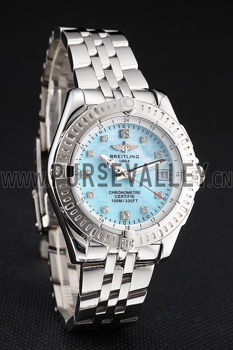 Breitling Colt Lady Light Blue Dial Diamond Hour Marks Stainless Steel Case And Bracelet