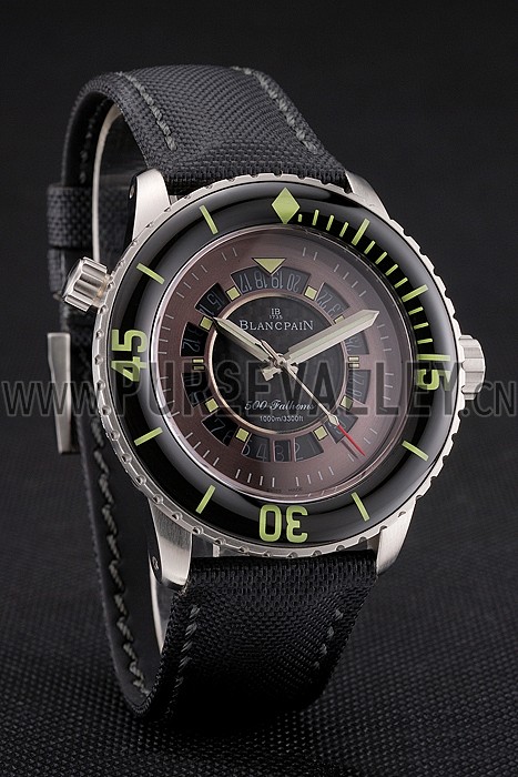 Swiss Blancpain 500 Fathoms GT Carbon Fiber Dial Stainless Steel Case Black Canvas Strap