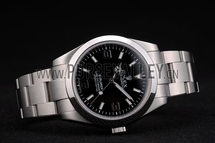 Rolex Swiss Explorer Stainless Steel Bezel Black Dial 42002