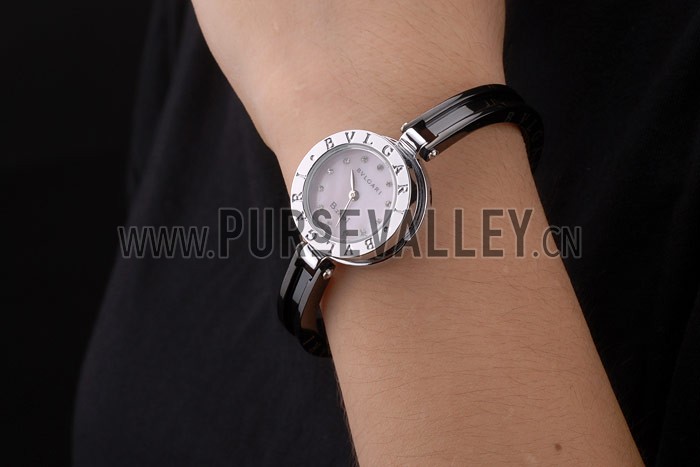 Bvlgari B.ZERO1 24mm Pink Dial Stainless Steel Case Black Steel Bracelet