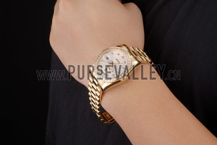 Rolex Day-Date 18k Yellow Gold Plated Stainless Steel White Dial