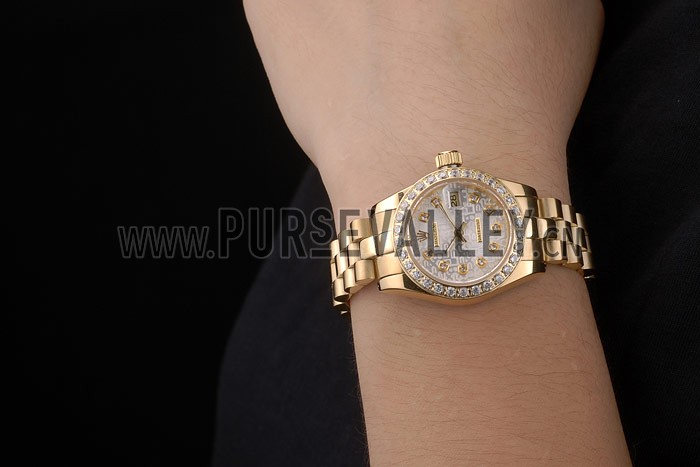 Rolex Datejust 18k Yellow Gold Plated Stainless Steel Diamond Plated 98076