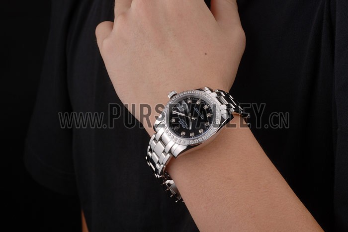 Rolex DateJust Black Dial Diamond Bezel Stainless Steel Bracelet
