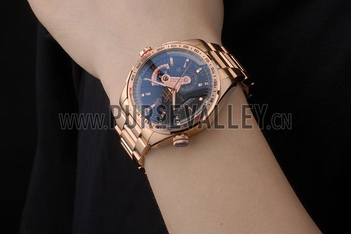 Tag Heuer Carrera Rose Gold Case Black Dial