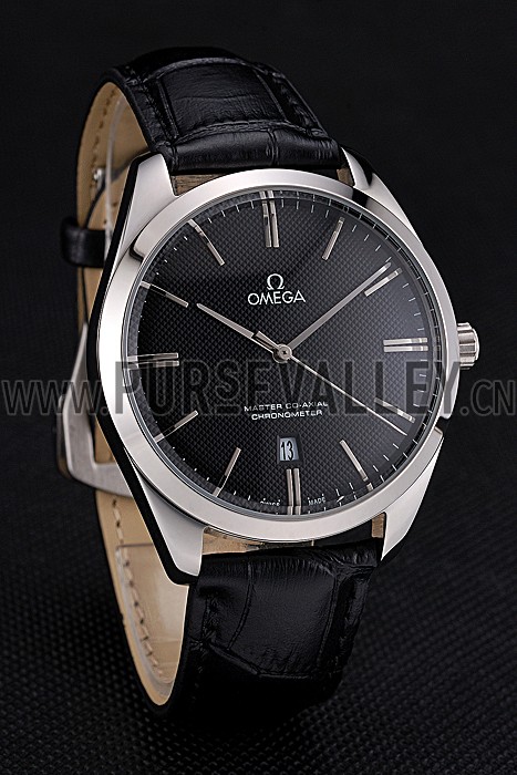 Omega Tresor Master Co-Axial Black Dial Stainless Steel Case Black Leather Strap