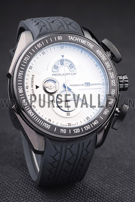 Porsche Regulator Power Reserve Black Case White Dial