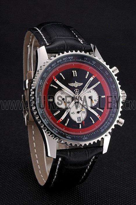 Breitling Certifie Black Leather Strap Black Dial Chronograph 80176
