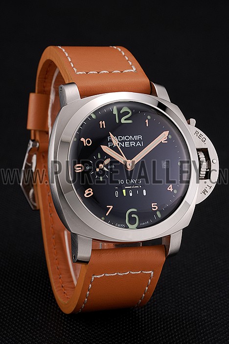 Panerai Radiomir Stainless Steel Bezel Orange Leather Bracelet 622317