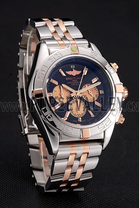 Breitling Chronomat 44 Black Dial with White Subdials 2 Tone Stainless Steel Bracelet 622509