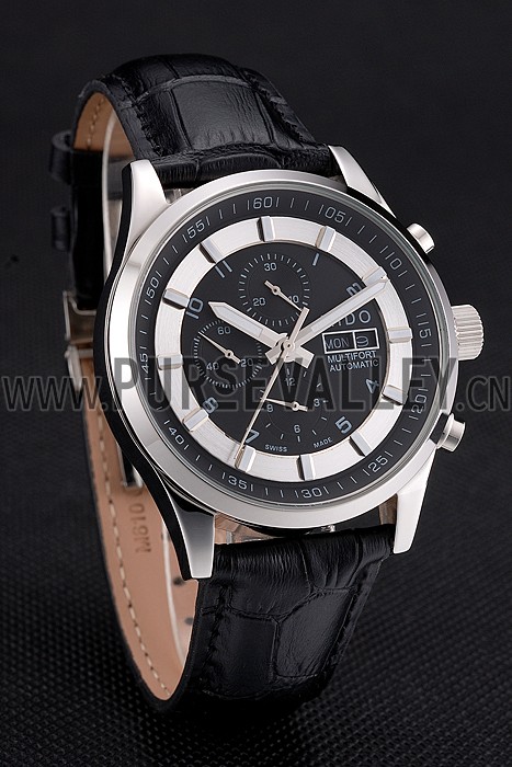 Mido Multifort Cronograph 2 Tone Dial Black Leather Strap 622184