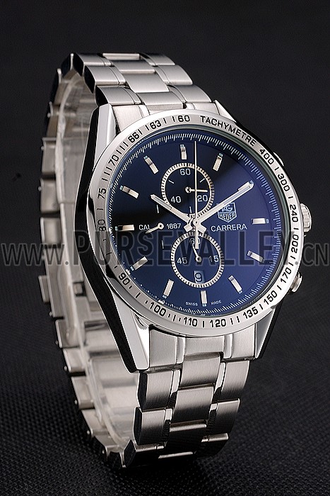 Tag Heuer Carrera Tachymeter Bezel Black Dial Stainless Steel Strap