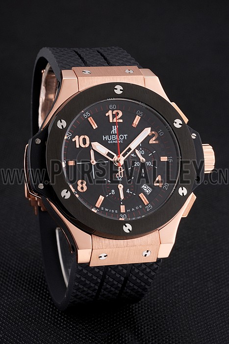 Hublot Big Bang King Black Strap Gold Dial Watch