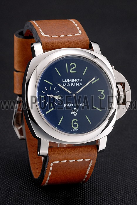 Panerai Luminor Marina Stainless Steel Bezel Brown Leather Bracelet 622313