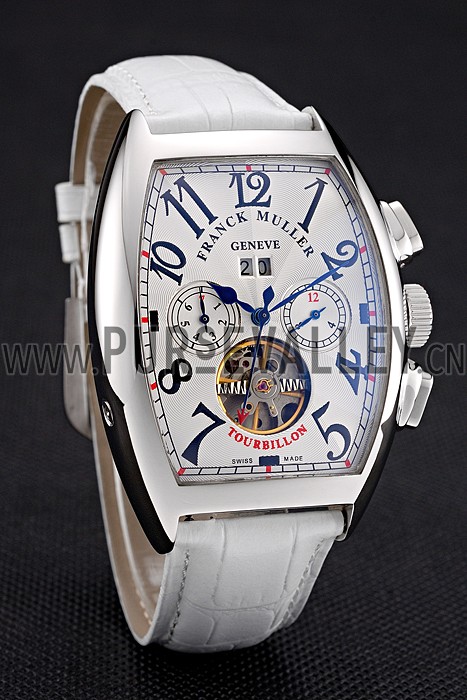 Franck Muller Casablanca White Croco Leather Strap White Dial 80281