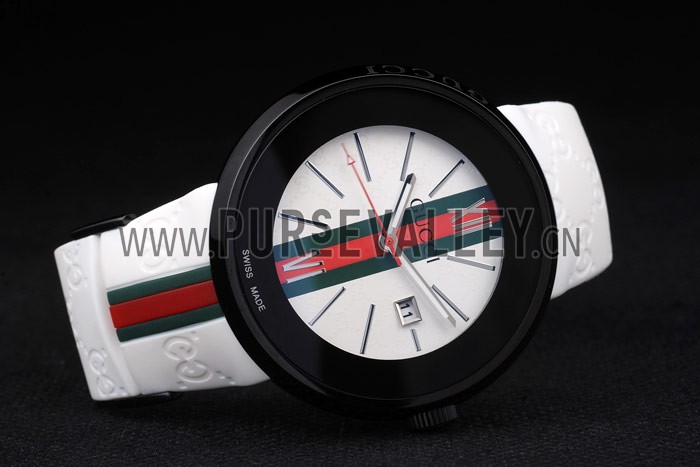 Gucci White Rubber Band White Round Dial 2165-301